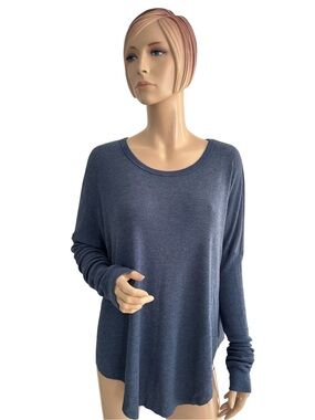 Wildfox Thermal Knit Top Oversized Slouchy Long Sleeve Blue Size Small
